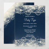 エレガントな抽象レースとパールのパーティー 招待状 (正面/裏面)
