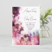 エレガントな抽象的なバーガンディピンクの花のウェディング 招待状 (スタンド正面)