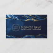 エレガントな抽象的なブルーマーブルゴールドの静脈 名刺 (正面)