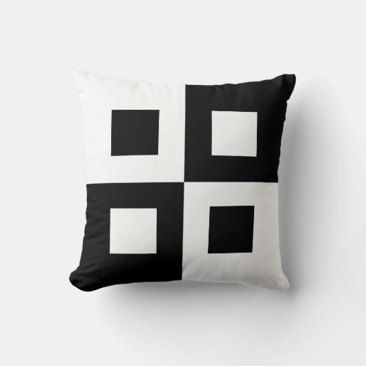 エレガントな抽象的なモノクロの四角形 クッション (正面)