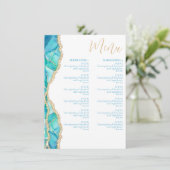 エレガントな抽象的な水彩ブルーゴールドレストラン メニュー (スタンド正面)