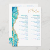 エレガントな抽象的な水彩ブルーゴールドレストラン メニュー (正面/裏面)