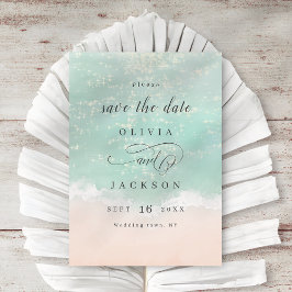 エレガントな抽象的な輝く海辺のビーチ セーブザデート