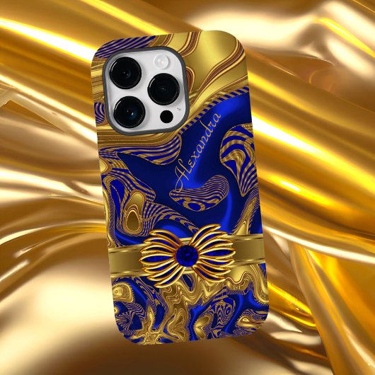 エレガントな抽象的な青と金のリボン飾り Case-Mate iPhoneケース