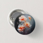 エレガントな抽象的ピンクの花の靄がかった流れ 缶バッジ (正面&裏面)