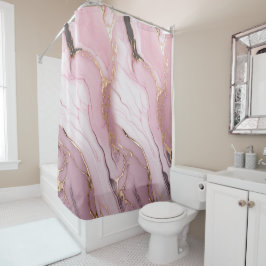 エレガントな抽象 ピンクとゴールドのボヘミアン シャワーカーテン