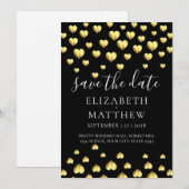 エレガントな招待状 ゴールド ハート ドット デザイン セーブザデート (正面/裏面)