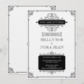 エレガントな招待状, サイズ: 5" x 7", 紙 黒白 招待状 (正面/裏面)