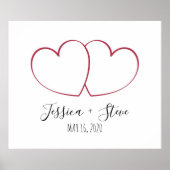 エレガントな指紋ハート ウェディングゲストブック ポスター (正面)