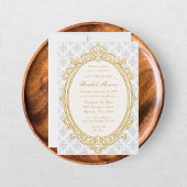 エレガントな摂政時代の青と金のブライズシャワー 招待状