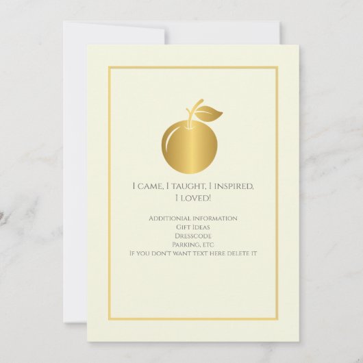エレガントな教師たちのゴールドパステル引退パーティー 招待状 (裏面)