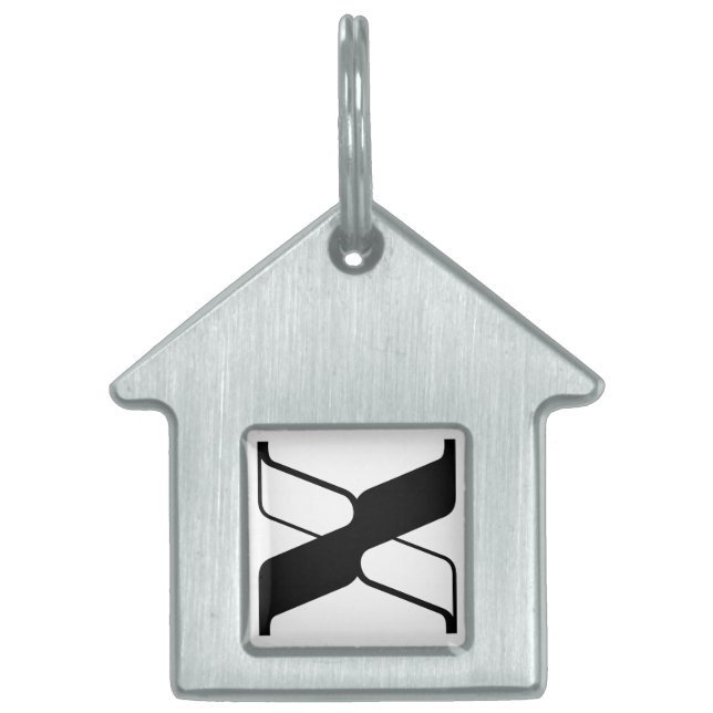 エレガントな文字Xモノグラム ペットネームタグ (正面)