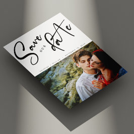 エレガントな斜めのスクリプト写真結婚式 セーブザデート