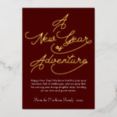 エレガントな新しい年の冒険の写真 箔シーズンカード (正面)