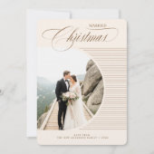 エレガントな新婚カップルの結婚写真クリスマス シーズンカード (正面)