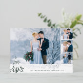 エレガントな新婚夫婦のクリスマスカード & ブライト フォト コラージュ 箔シーズンカード (立ち正面)