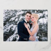 エレガントな新婚夫婦のクリスマスカード & ブライト フォト コラージュ 箔シーズンカード (裏面)