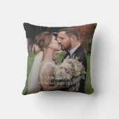 エレガントな新婚夫婦の結婚式写真モノグラム クッション (裏面)