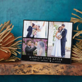 エレガントな新婚夫婦 3 枚の写真の組み合わせ 黒の結婚式 フォトプラーク (側面)