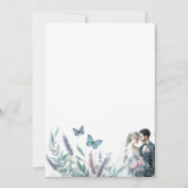 エレガントな新婦と新郎 ラベンダーと蝶 招待状 (正面)