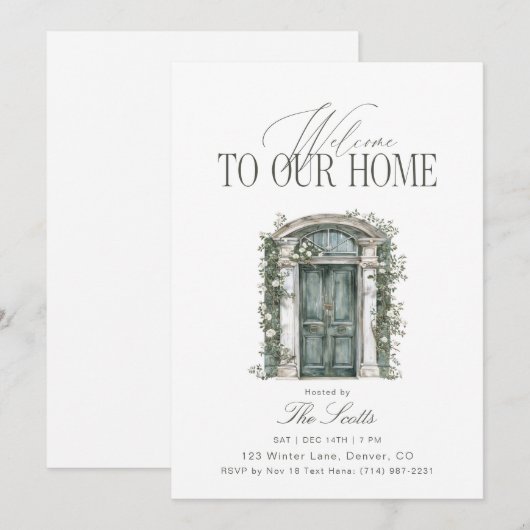 エレガントな新居のお披露目 招待状 (正面/裏面)