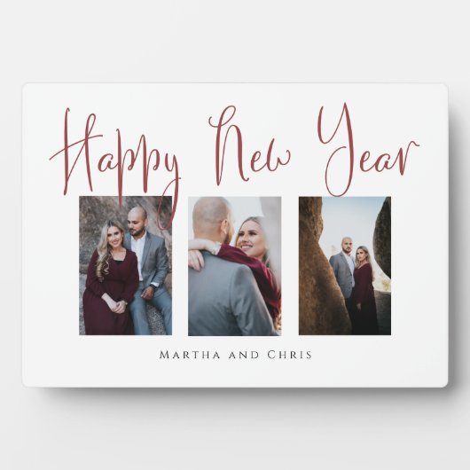 エレガントな新年のローズゴールドの写真コラージュ フォトプラーク (正面)