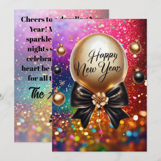 エレガントな新年の挨拶 シーズンカード (正面/裏面)