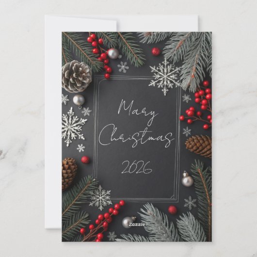 エレガントな新年2026年賀状 シーズンカード (裏面)