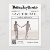 エレガントな新聞の結婚式QRコード 結婚式の日程をお知らせ ポストカード (正面)