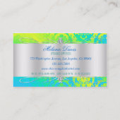 エレガントな日が差すことのダマスク織の渦巻のティール（緑がかった色）の黄色緑 名刺 (裏面)
