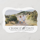 エレガントな日程変更カード 招待状 (正面/裏面)