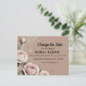 エレガントな日程変更 ウェディングカード インビテーションポストカード (スタンド正面)