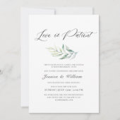 エレガントな日程変更 ラブイズペイシャント 水彩 招待状 (正面)