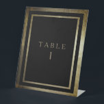 エレガントな日 ゴールド＆ブラックの結婚式テーブルナンバー 台座サイン<br><div class="desc">エレガントな日 メタリックゴールド＆ブラックの結婚式テーブルナンバー　ペディスタルサイン</div>