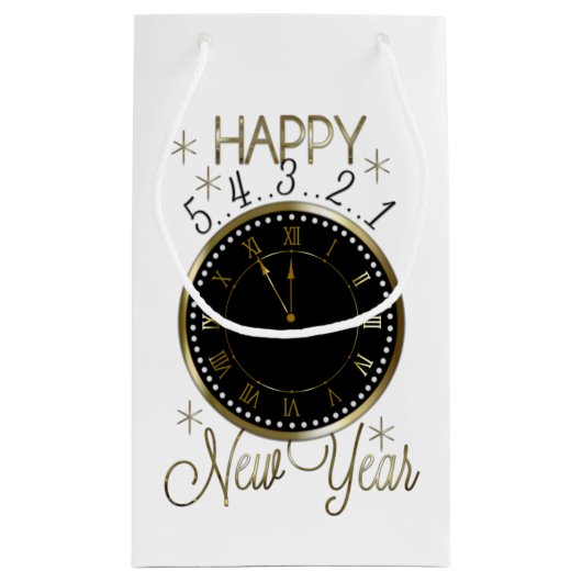 エレガントな明けましておめでとうのパーティーの時計 スモールペーパーバッグ (裏面)
