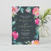 エレガントな明るいピンクの花のウェディング招待状 招待状 (スタンド正面)