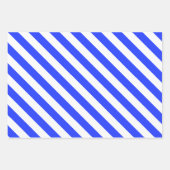 エレガントな明るいロイヤルブルーのストライプ模様 ラッピングペーパーシート (正面3)