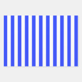 エレガントな明るいロイヤルブルーのストライプ模様 ラッピングペーパーシート (正面)