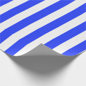 エレガントな明るいロイヤルブルーのストライプ模様 ラッピングペーパー (角)