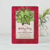 エレガントな明るい緑のクリスマスベル ホリデーパーティー 招待状 (スタンド正面)