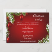 エレガントな明るい赤のクリスマス パーティー 招待状 (正面)