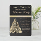 エレガントな星のクリスマスツリー ブラック クリスマスパーティー 招待状 (スタンド正面)