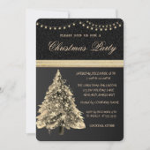エレガントな星のクリスマスツリー ブラック クリスマスパーティー 招待状 (正面)