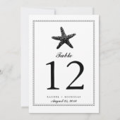 エレガントな星型のブラック | テーブル番号 招待状 (裏面)