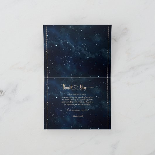 エレガントな星空の夜のウェディング　天の川ウェディング サンキューカード (内部)