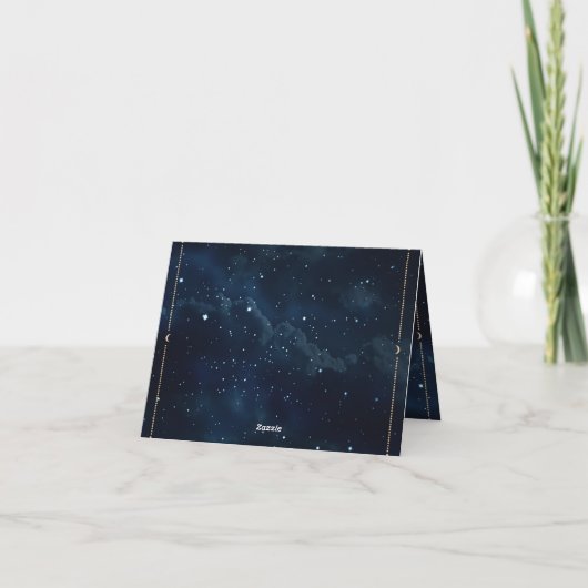 エレガントな星空の夜のウェディング　天の川ウェディング サンキューカード (裏面)