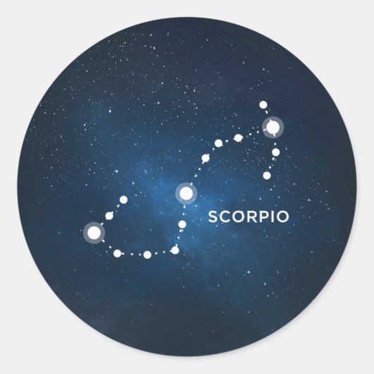 エレガントな星空の青い水色の宇宙 – SCORPIO ラウンドシール (正面)