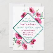 エレガントな春のピンクの水彩花のウェディング 招待状 (正面)