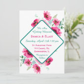 エレガントな春のピンクの水彩花のウェディング 招待状 (スタンド正面)
