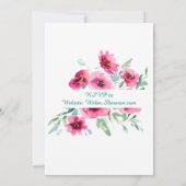 エレガントな春のピンクの水彩花のウェディング 招待状 (裏面)
